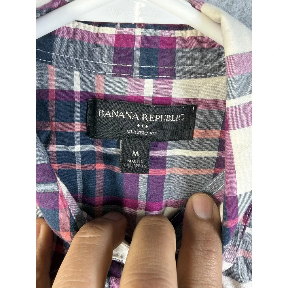 Banana Republic Shirt Mens Medium Plaid Classic Fit Button Up Long Sleeve Casual